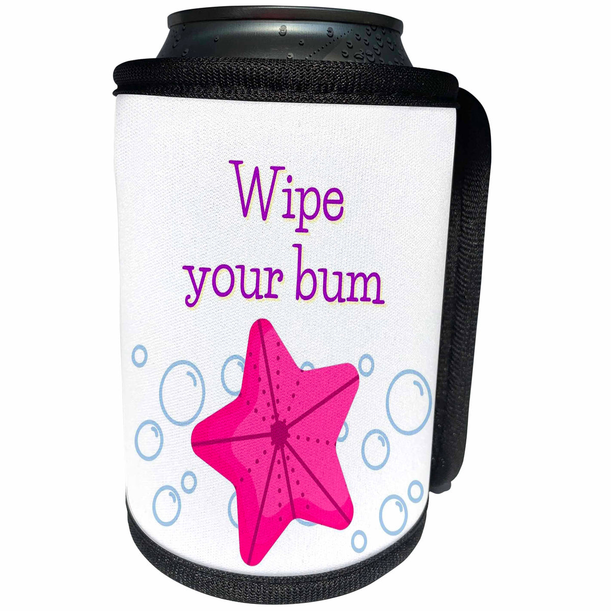 3dRose Image of starfish with Text of Wipe your bum - Can Cooler Bottle Wrap (cc-377433)