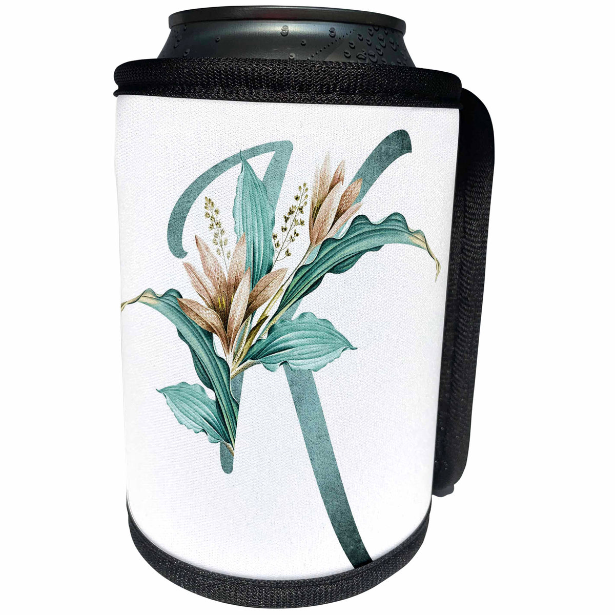 3dRose Green Boho Lily Monogram Initial K - Can Cooler Bottle Wrap (cc-377505)