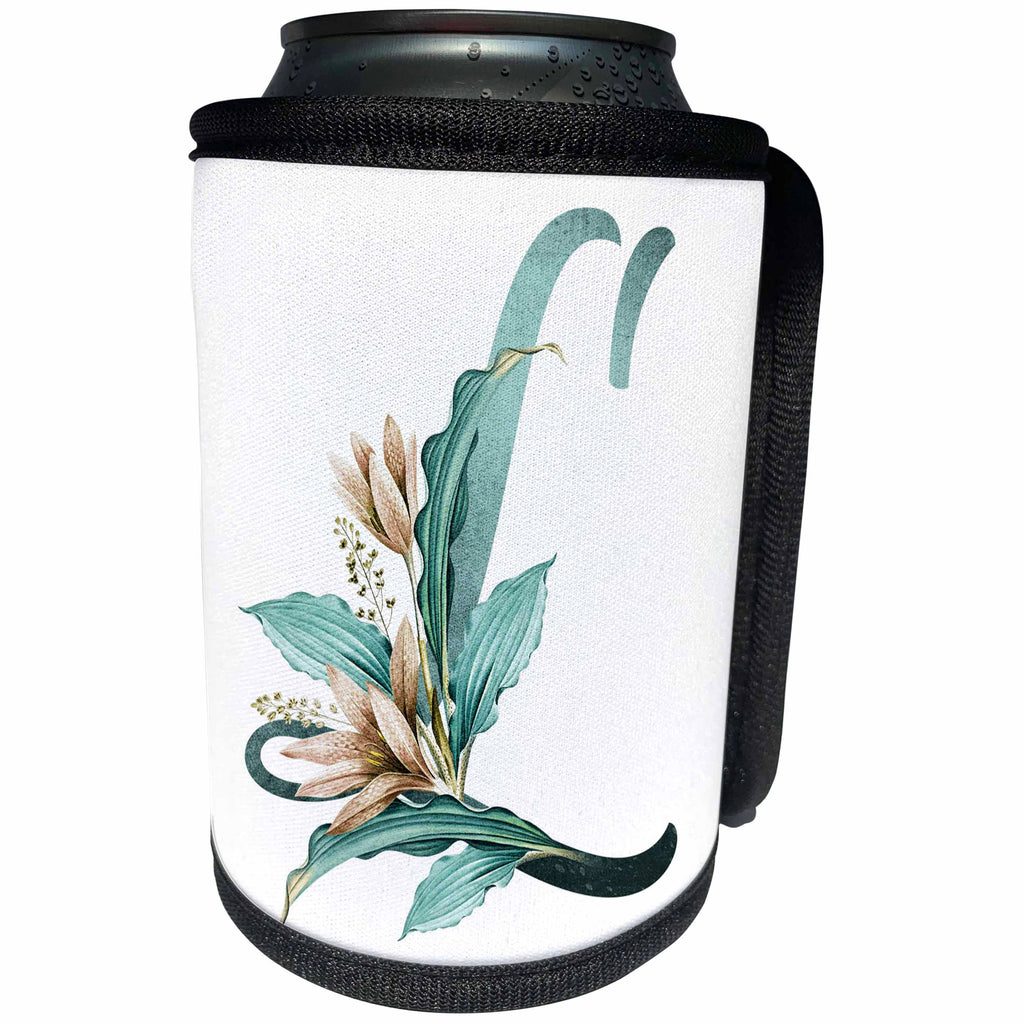 3dRose Green Boho Lily Monogram Initial L - Can Cooler Bottle Wrap (cc-377506)