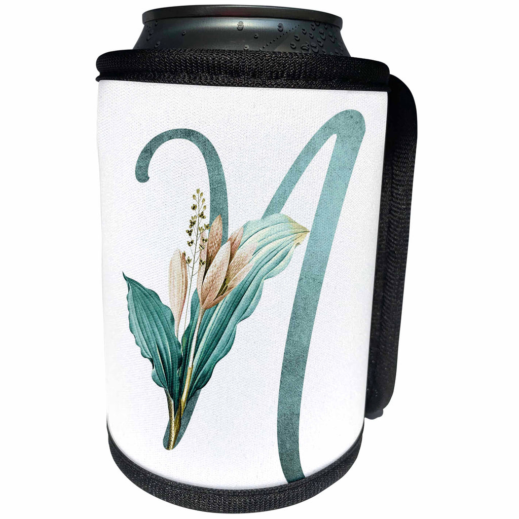 3dRose Green Boho Lily Monogram Initial N - Can Cooler Bottle Wrap (cc-377508)