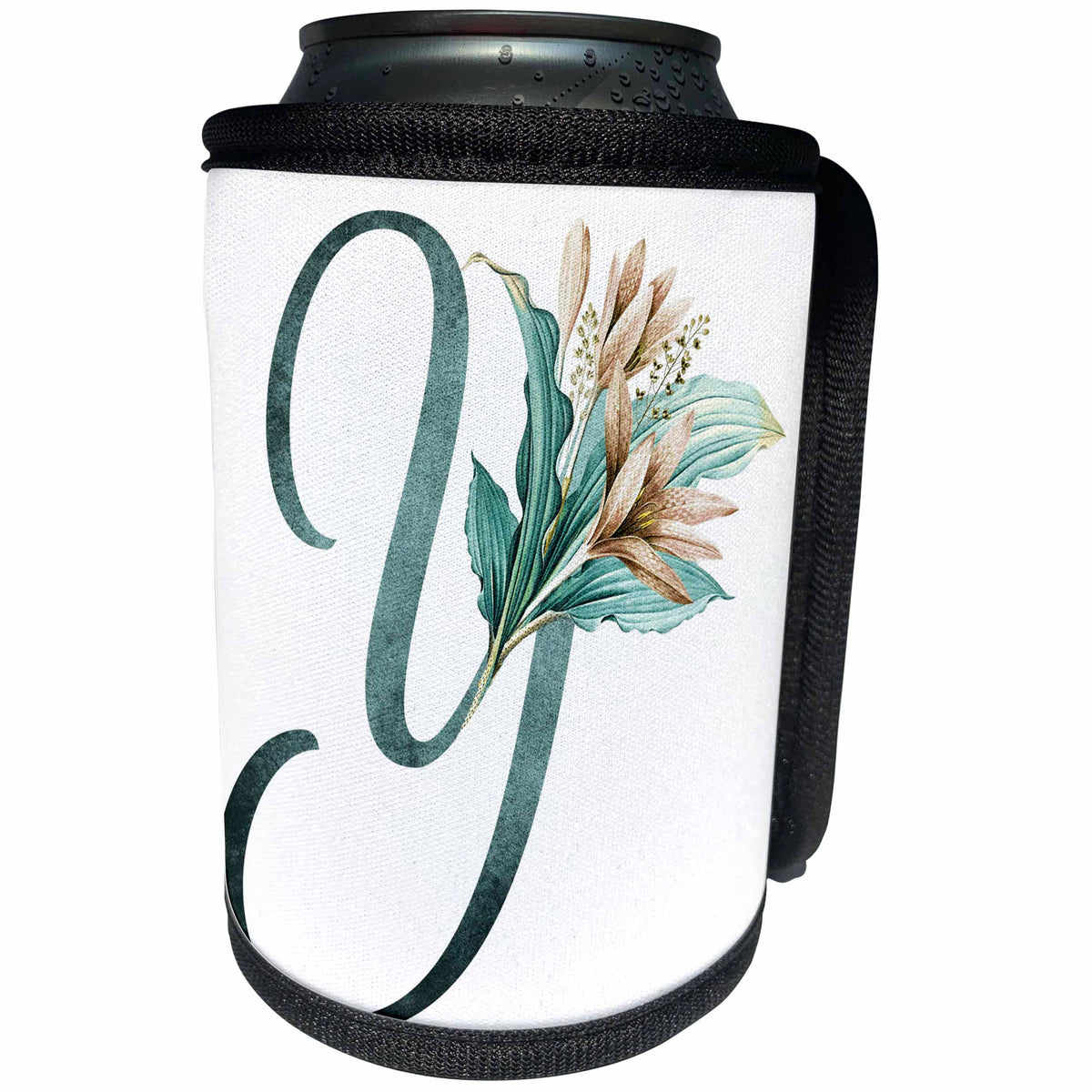 3dRose Green Boho Lily Monogram Initial Y - Can Cooler Bottle Wrap (cc-377515)