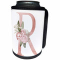 3dRose Pretty Pink Floral and Babies Breath Monogram Initial R - Can Cooler Bottle Wrap (cc-377530)
