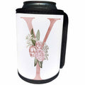 3dRose Pretty Pink Floral and Babies Breath Monogram Initial Y - Can Cooler Bottle Wrap (cc-377535)