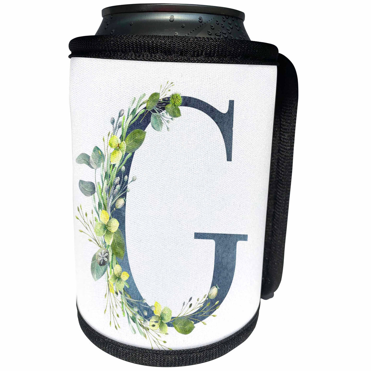 3dRose Blue Monogram Initial G With Pretty Yellow Wild Flowers - Can Cooler Bottle Wrap (cc-377562)