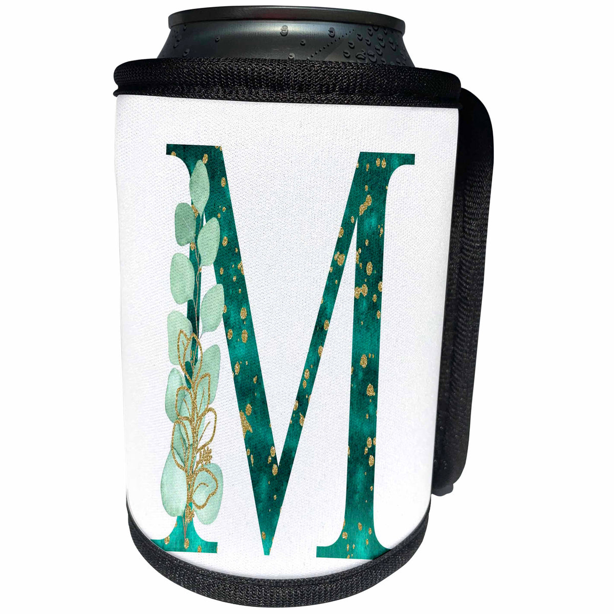 3dRose Elegant Green Monogram Initial M With Eucalyptus Leaves - Can Cooler Bottle Wrap (cc-377587)