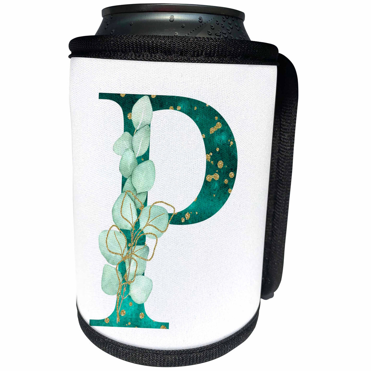 3dRose Elegant Green Monogram Initial P With Eucalyptus Leaves - Can Cooler Bottle Wrap (cc-377589)