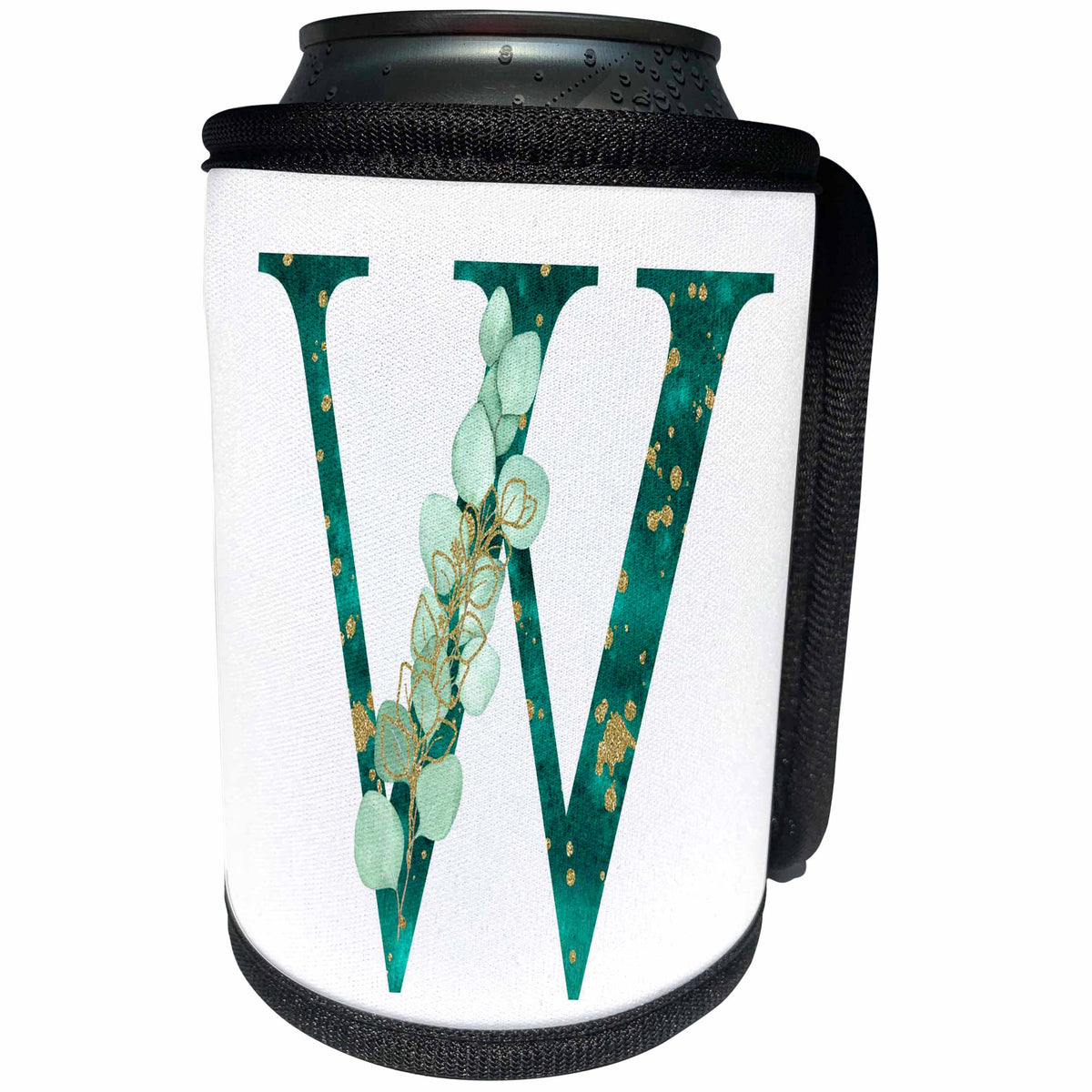 3dRose Elegant Green Monogram Initial W With Eucalyptus Leaves - Can Cooler Bottle Wrap (cc-377594)