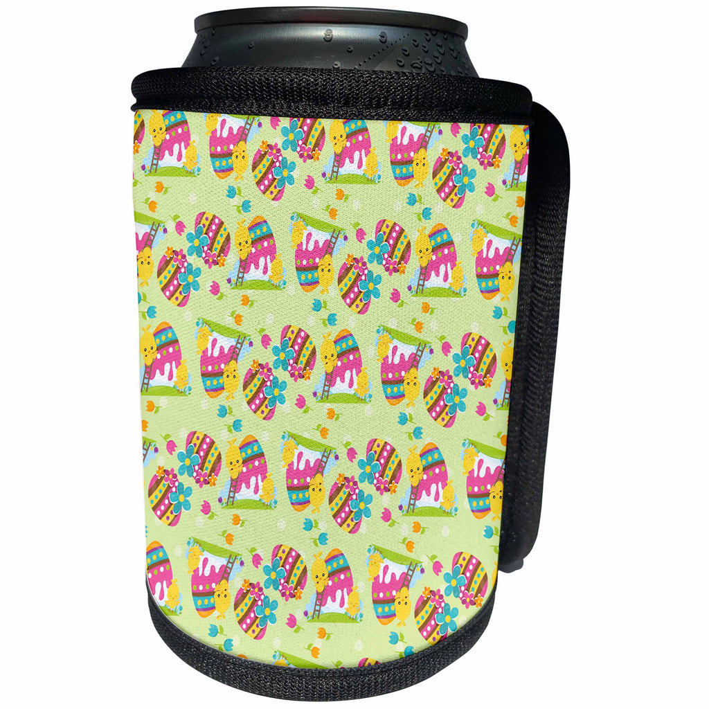3dRose Cute Easter Chicks On Ladders Decorating Easter Eggs... - Can Cooler Bottle Wrap (cc-377803)