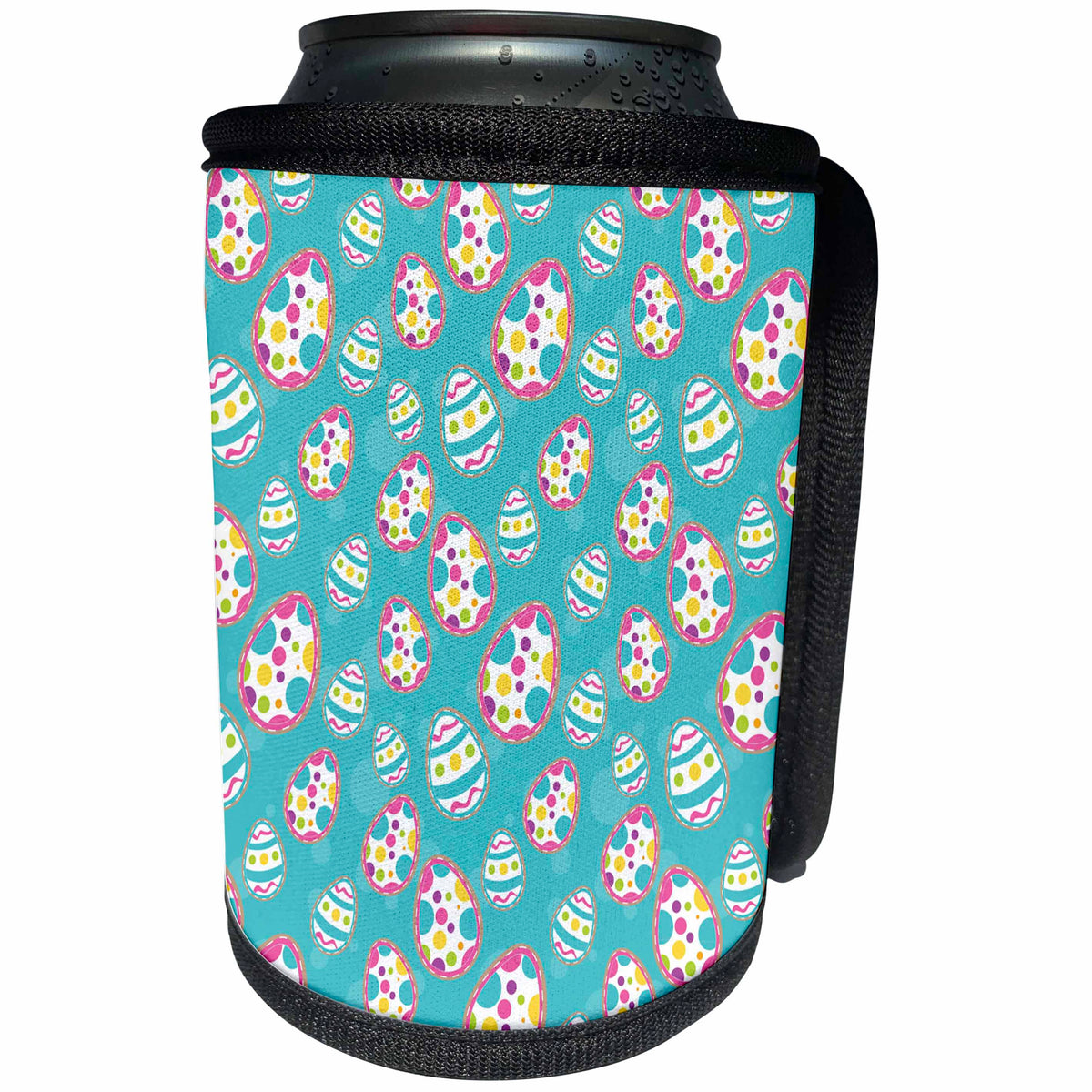 3dRose Cute Polka Dot Easter Eggs On An Aqua Background Pattern - Can Cooler Bottle Wrap (cc-377805)