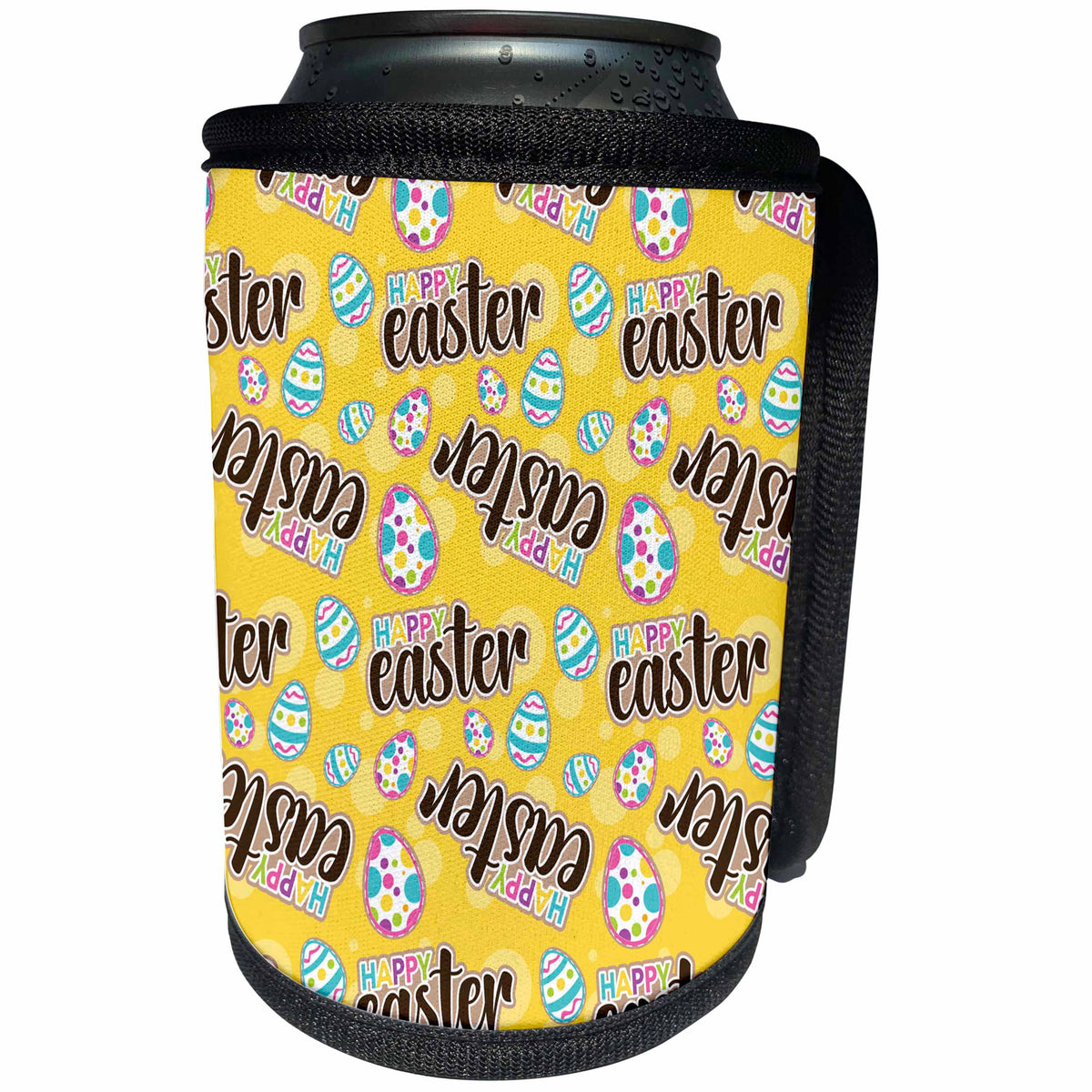 3dRose Happy Easter and Easter Egg Pattern - Can Cooler Bottle Wrap (cc-377807)