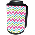 3dRose Pink, Aqua Green Easter Chevron Stripes Pattern - Can Cooler Bottle Wrap (cc-377808)