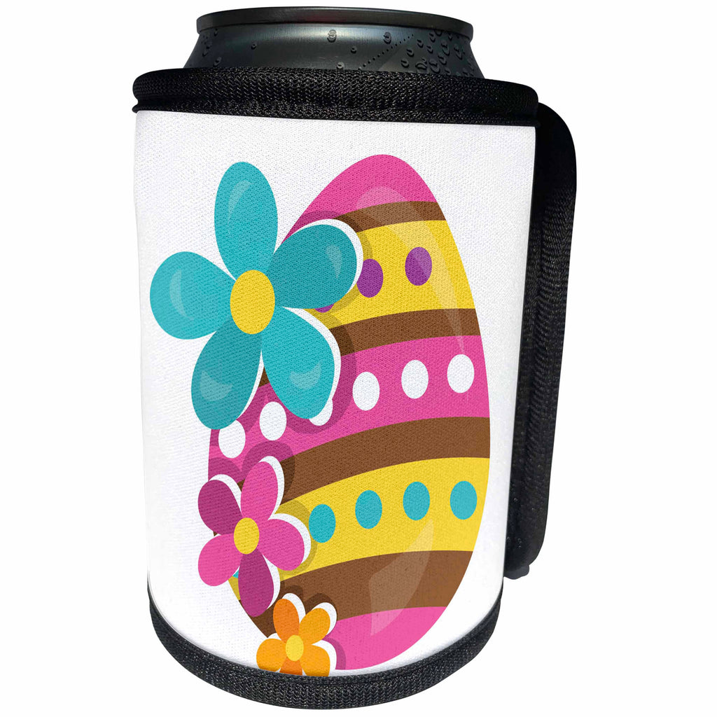 3dRose One Cute Dot and Stripes Flower Easter Egg Illustration - Can Cooler Bottle Wrap (cc-377810)