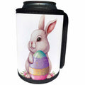 3dRose Pretty Easter Bunny Holding A Pastel Speckled Easter Egg - Can Cooler Bottle Wrap (cc-377816)