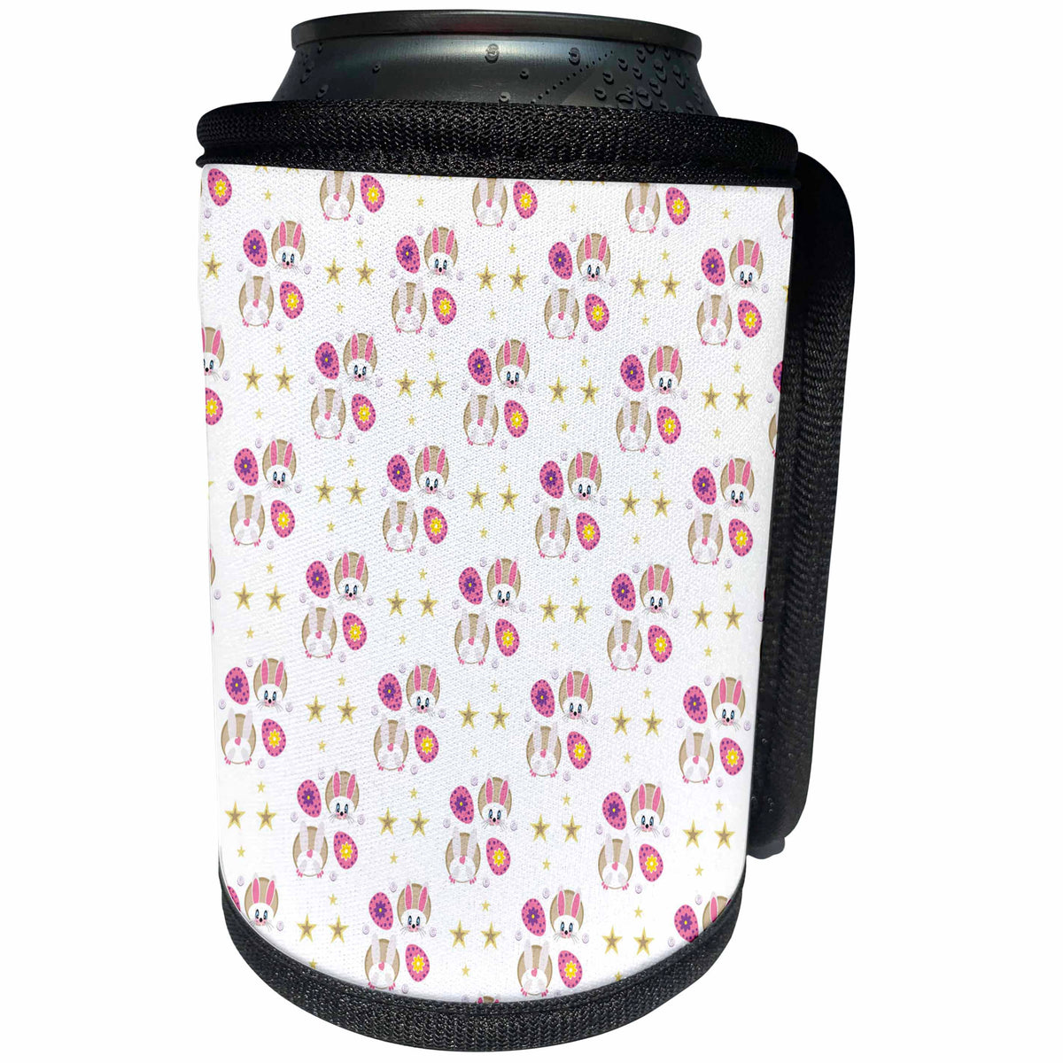 3dRose Cute Easter Bunny Faces and Tails Pattern - Can Cooler Bottle Wrap (cc-377819)
