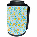 3dRose Cute Blue, Yellow, and Orange Flower Pattern - Can Cooler Bottle Wrap (cc-377833)
