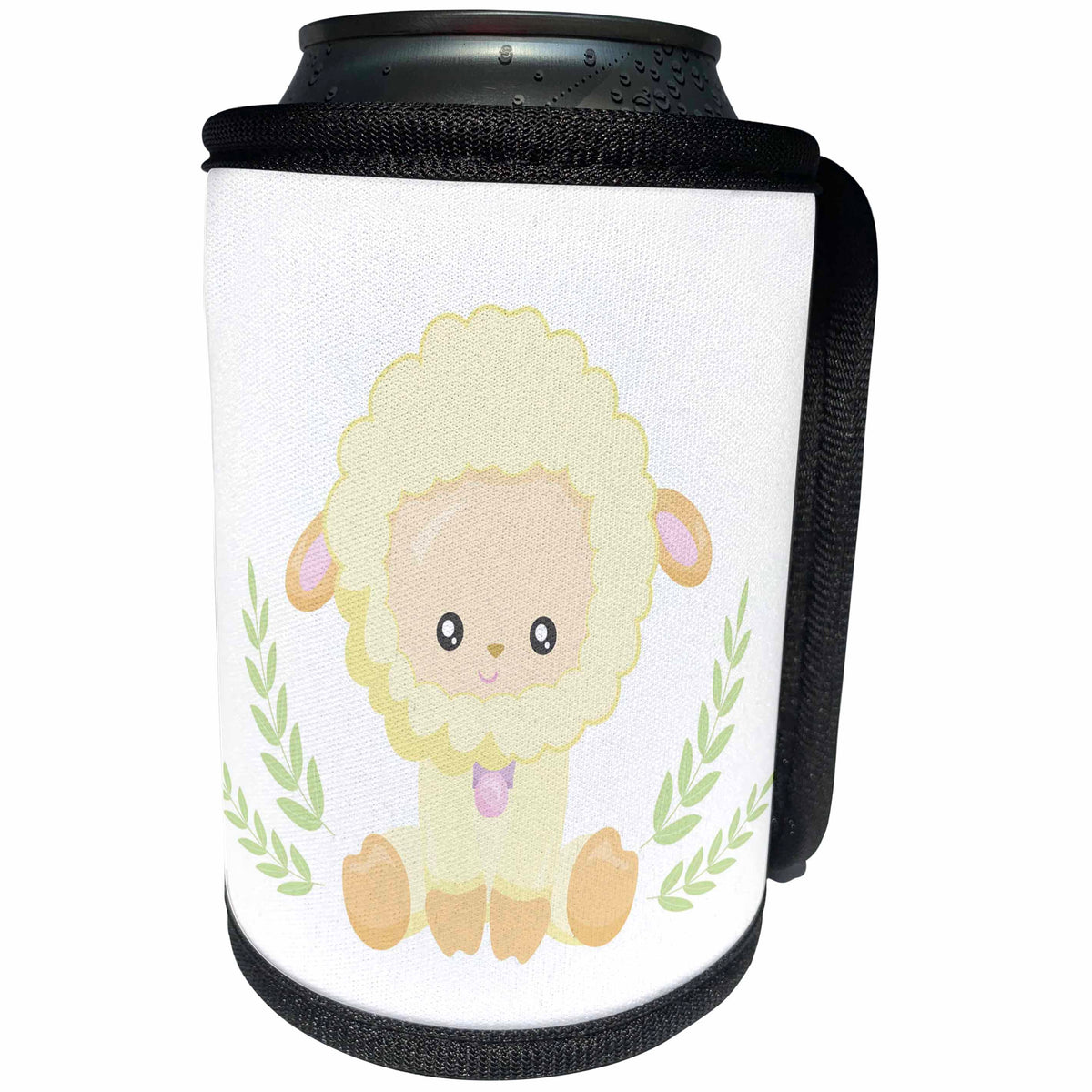 3dRose Cute Yellow Easter Lamb Sitting Up Illustration - Can Cooler Bottle Wrap (cc-377847)