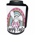 3dRose Happy Easter With A Bunny In A Modern Rainbow - Can Cooler Bottle Wrap (cc-377879)