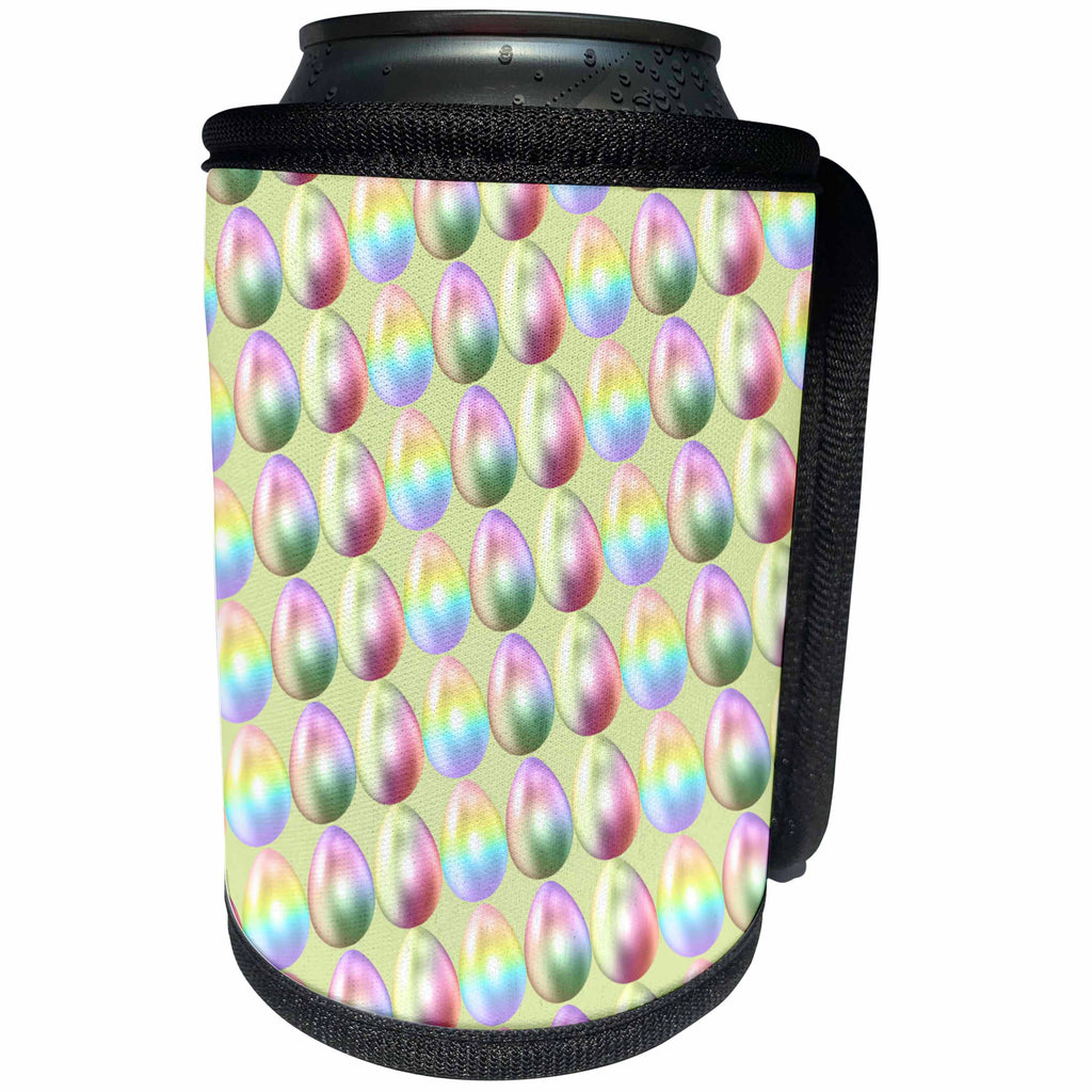 3dRose Pretty Pastel Iridescent Easter Egg Pattern - Can Cooler Bottle Wrap (cc-377889)