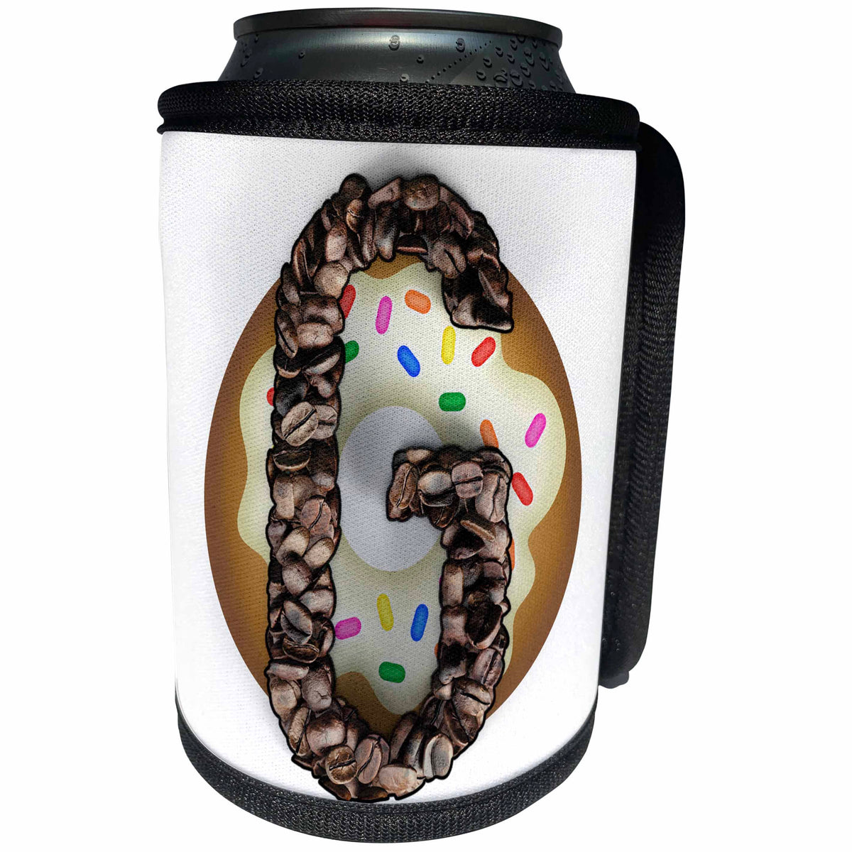 3dRose Coffee Beans and Donut Monogram Initial G - Can Cooler Bottle Wrap (cc-378215)