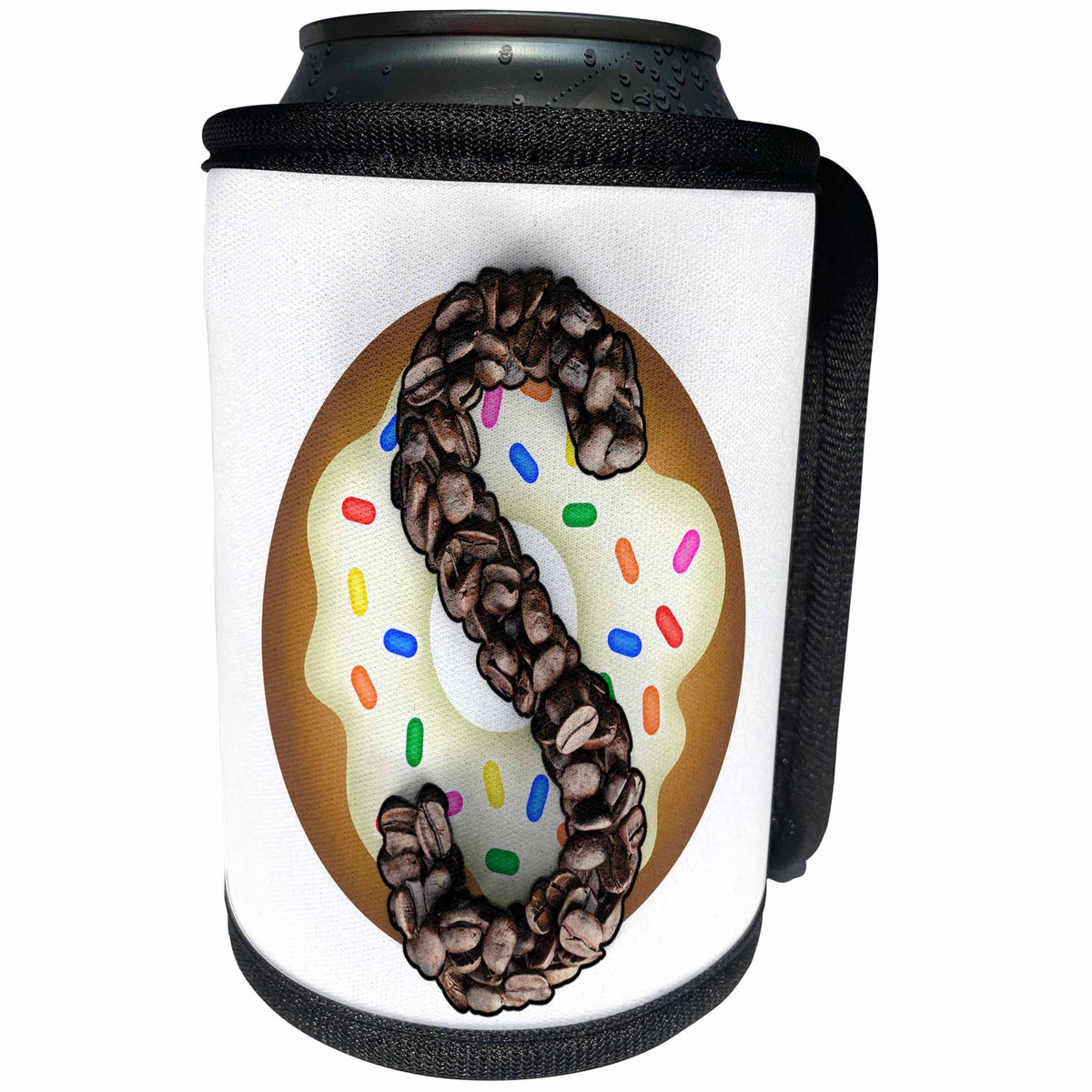 3dRose Coffee Beans and Donut Monogram Initial S - Can Cooler Bottle Wrap (cc-378224)