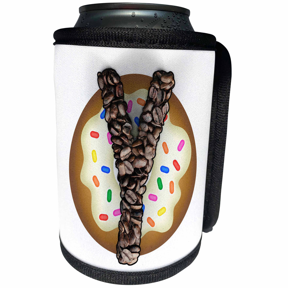 3dRose Coffee Beans and Donut Monogram Initial Y - Can Cooler Bottle Wrap (cc-378228)
