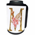 3dRose Elegant Image and Gold Boho Flower Monogram Initial M - Can Cooler Bottle Wrap (cc-378240)