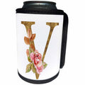 3dRose Elegant Image and Gold Boho Flower Monogram Initial V - Can Cooler Bottle Wrap (cc-378246)