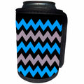 3dRose Chevron Pattern In Blue and Dusky Pink On Black - Can Cooler Bottle Wrap (cc-378353)