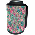 3dRose Pink and Green Impressionist Flower Pattern - Can Cooler Bottle Wrap (cc-378564)