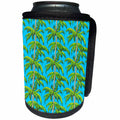 3dRose Green Palm Tree Pattern Against A Blue Background - Can Cooler Bottle Wrap (cc-378565)