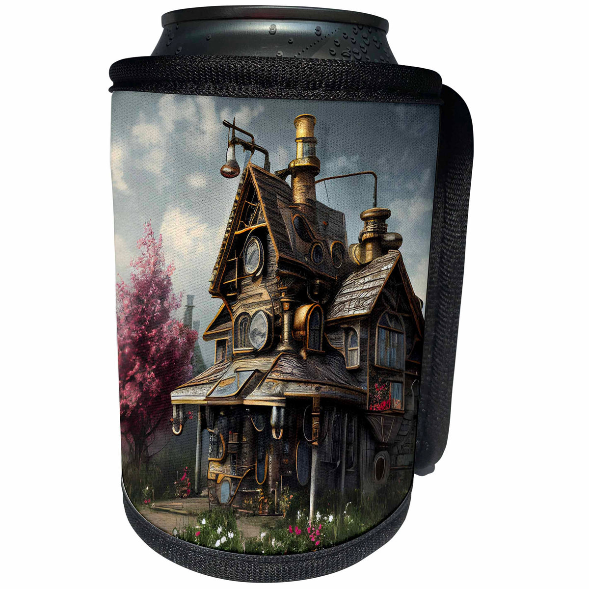 3dRose Anne Marie Baugh - Patterns - Steam Punk House Scene - Can Cooler Bottle Wrap (cc-378571)