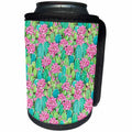 3dRose Pretty Pink Succulent Flowers and Cactus Pattern - Can Cooler Bottle Wrap (cc-378577)