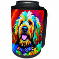 3dRose Adorable Goldendoodle dog face. Digital painting art... - Can Cooler Bottle Wrap (cc-378614)