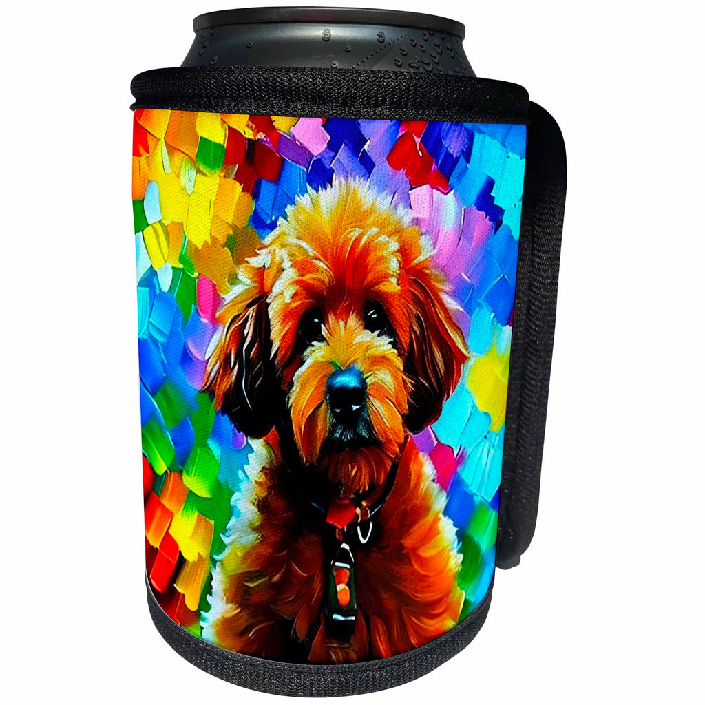3dRose Wonderful Goldendoodle dog. Digital painting gift for... - Can Cooler Bottle Wrap (cc-378618)