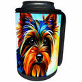 3dRose Yorkshire Terrier dog portrait. Digital art gift for... - Can Cooler Bottle Wrap (cc-378643)