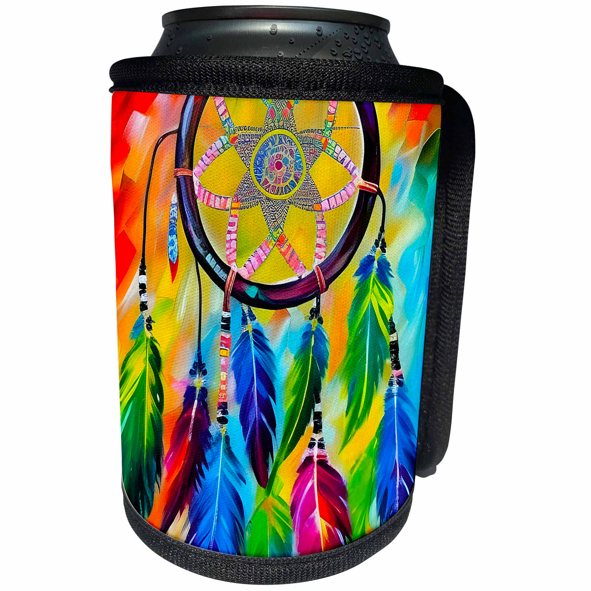 3dRose Fantastic dreamcatcher with colorful feathers. Digital... - Can Cooler Bottle Wrap (cc-378655)