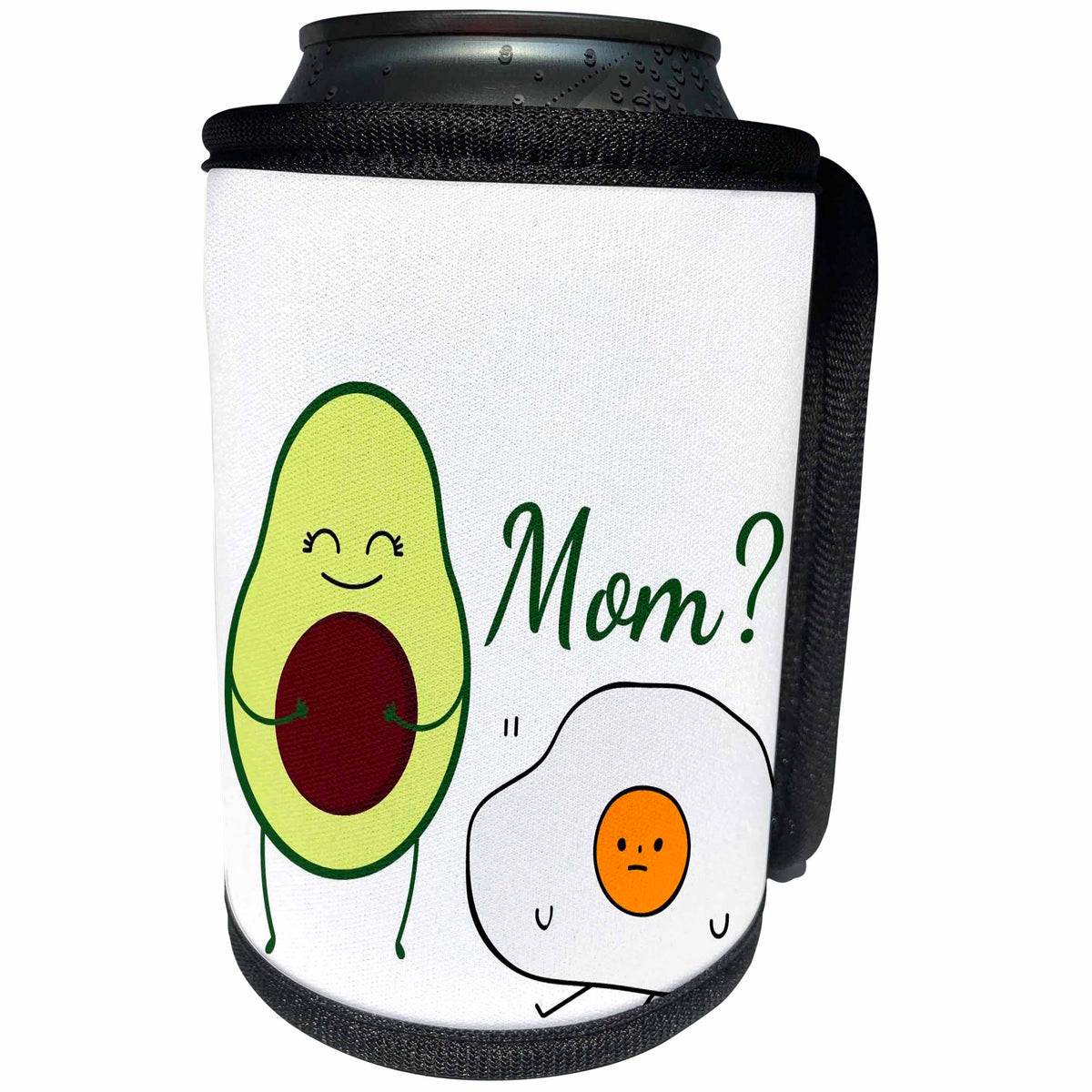 3dRose Image of a Cute Avocado and Egg with Text of Mom - Can Cooler Bottle Wrap (cc-378690)
