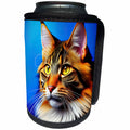 3dRose Adorable Maine Coon cat portrait on blue. Digital art... - Can Cooler Bottle Wrap (cc-378712)