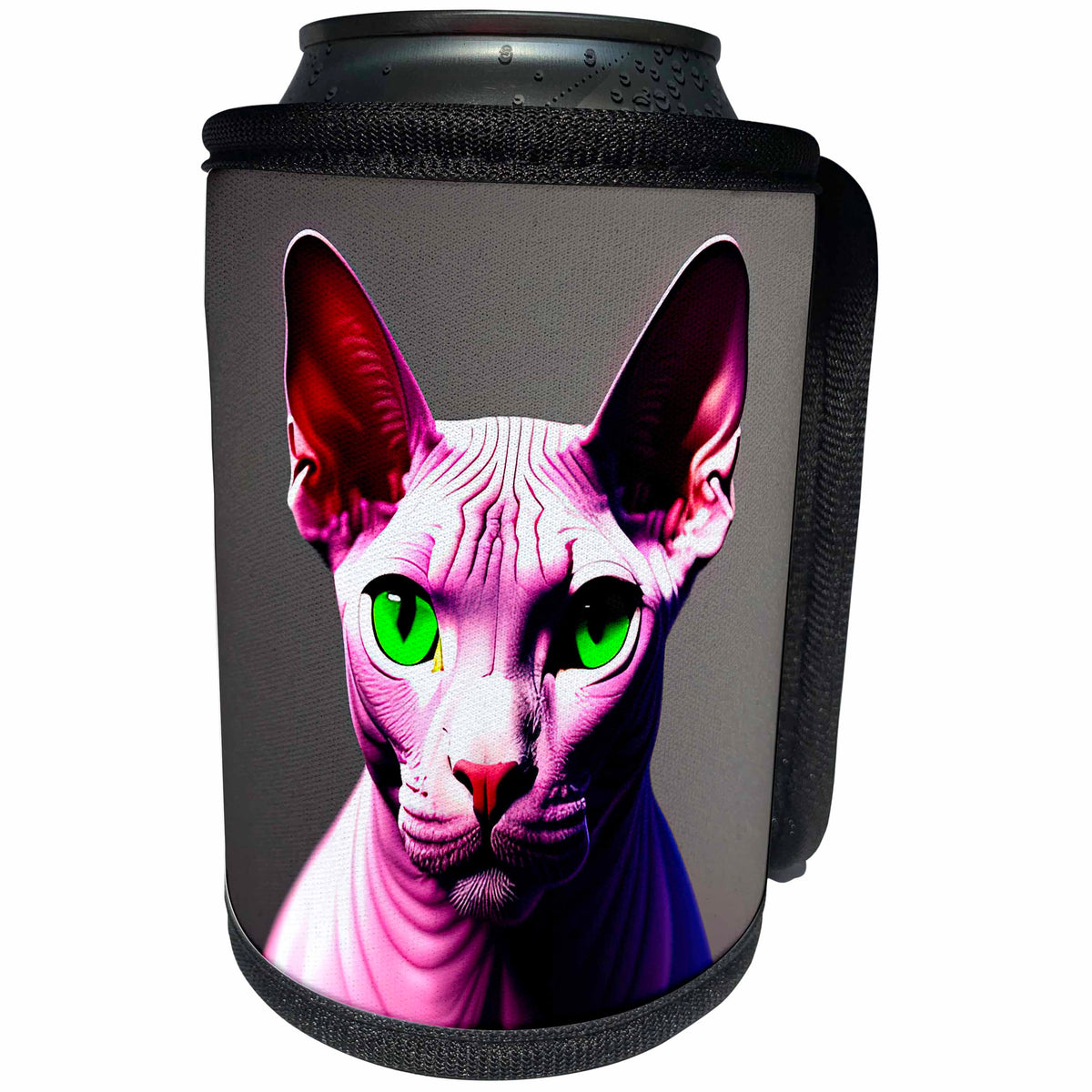 3dRose Stunning Sphynx cat with green eyes. Beautiful digital... - Can Cooler Bottle Wrap (cc-378756)