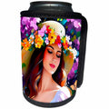 3dRose Captivating young woman in a straw hat and flower... - Can Cooler Bottle Wrap (cc-379125)