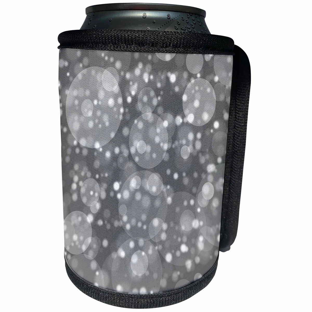 3dRose Glam Igray Bokeh Circles Pattern - Can Cooler Bottle Wrap (cc-379439)