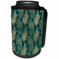 3dRose Green and Image Of Muted Gold Vintage Leaf Pattern - Can Cooler Bottle Wrap (cc-379461)