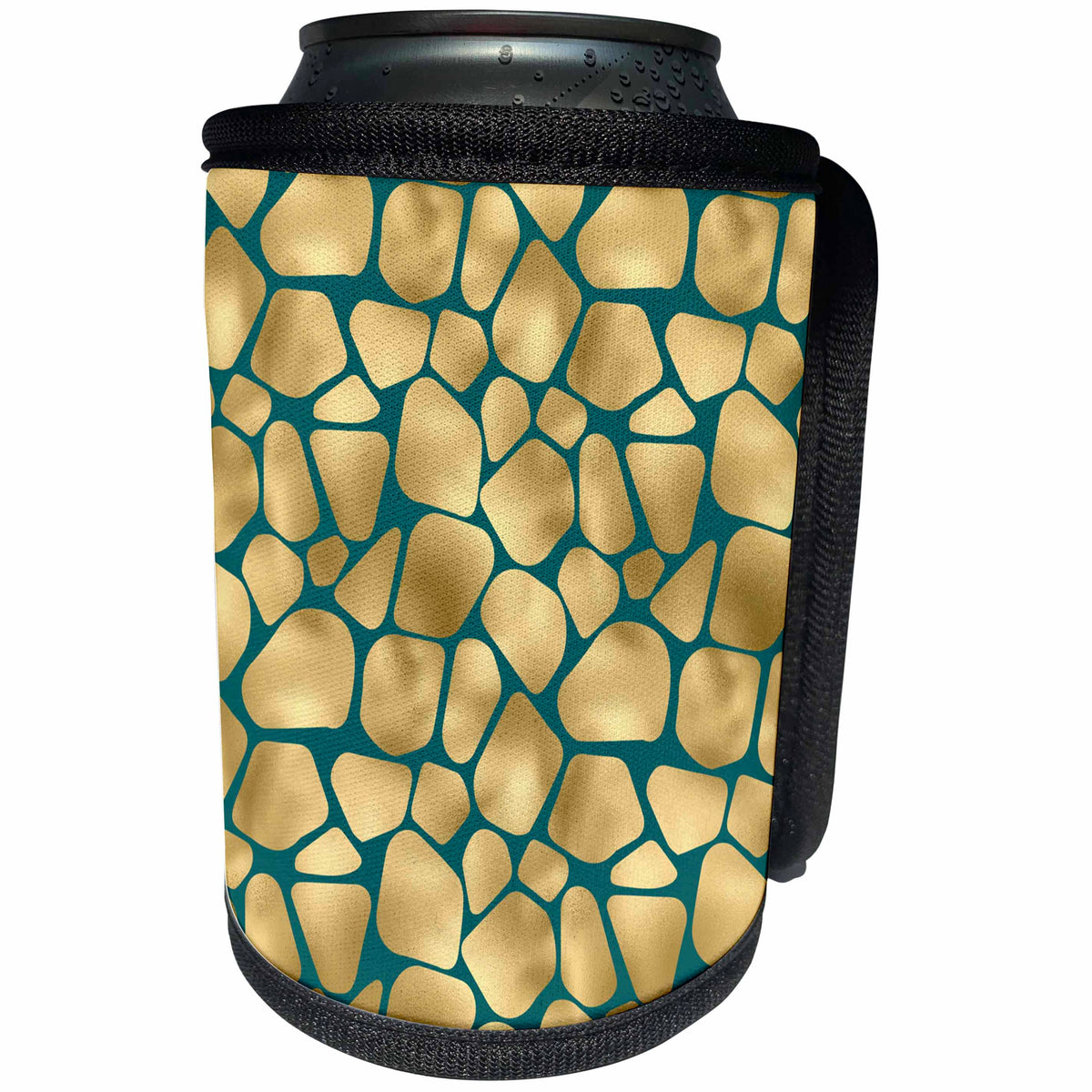 3dRose Green and Image Of Gold Giraffe Spots Print Pattern - Can Cooler Bottle Wrap (cc-379464)