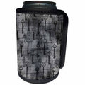 3dRose Charcoal Gray Grunge Key and Script Pattern - Can Cooler Bottle Wrap (cc-379465)
