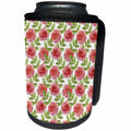 3dRose Pretty Red Floral and Greenery Pattern - Can Cooler Bottle Wrap (cc-379469)