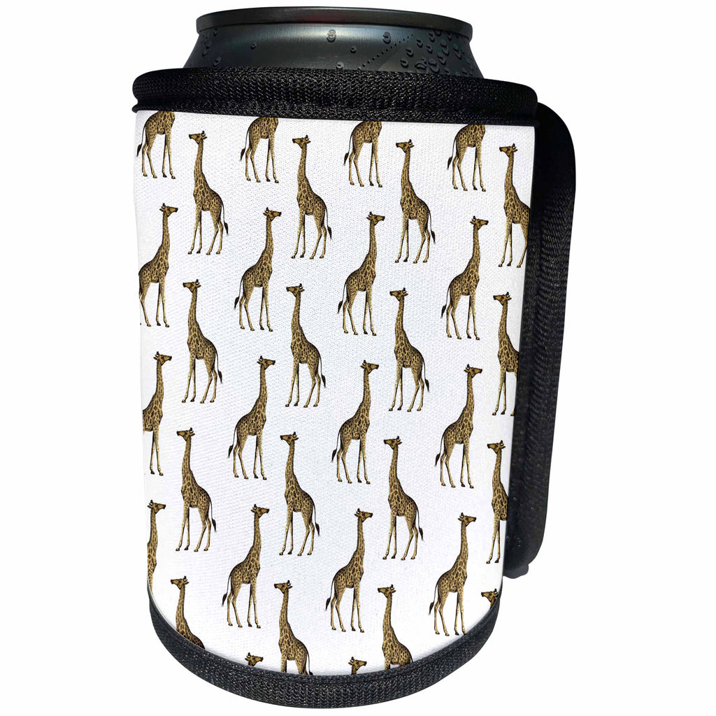 3dRose Chic Giraffes On A White Background Pattern - Can Cooler Bottle Wrap (cc-379477)