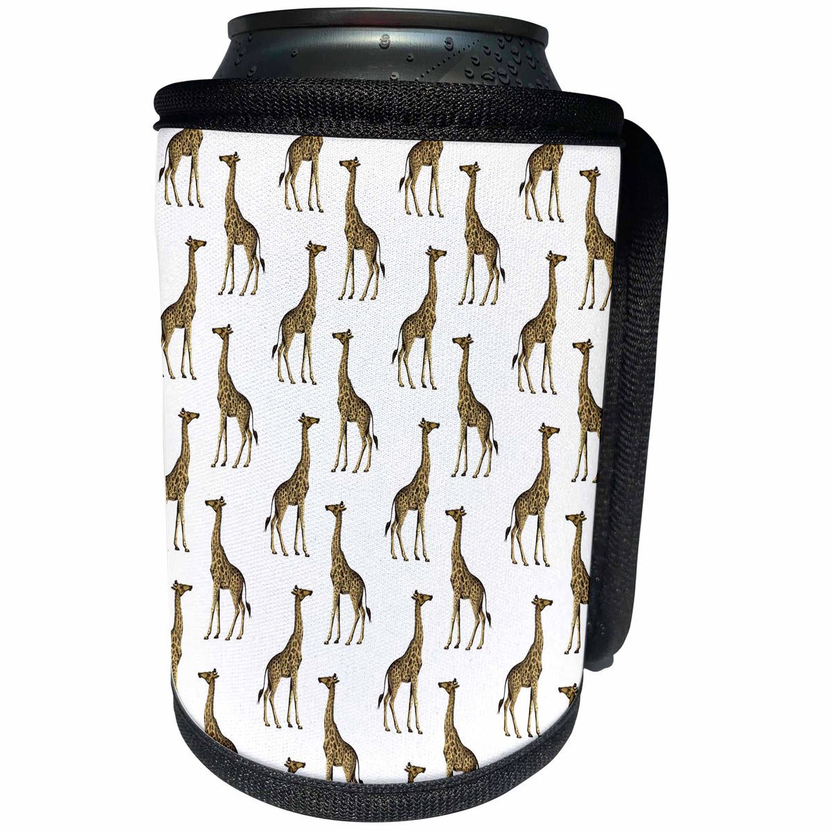 3dRose Chic Giraffes On A White Background Pattern - Can Cooler Bottle Wrap (cc-379477)