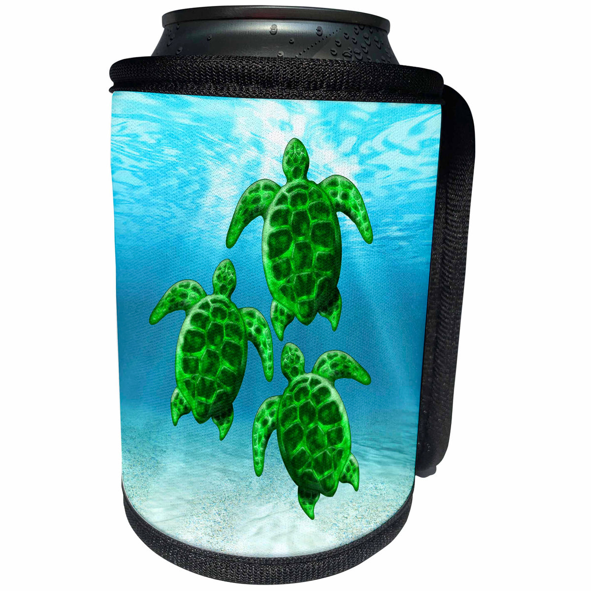 3dRose Endangered green sea turtle underwater digital artwork. - Can Cooler Bottle Wrap (cc-379501)