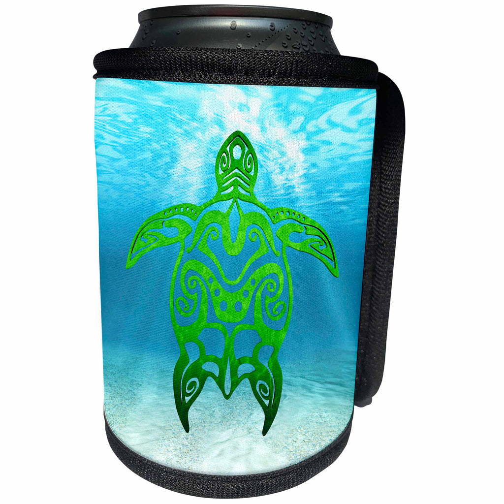 3dRose Polynesian inspired tribal turtle underwater. - Can Cooler Bottle Wrap (cc-379522)