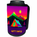 3dRose Happy camper text, colorful tent, yellow moon, purple... - Can Cooler Bottle Wrap (cc-379880)